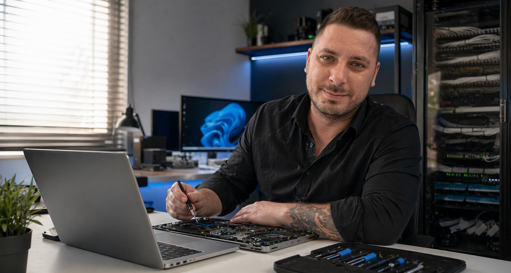 Feier IT Service Techniker bei professioneller Laptop Reparatur